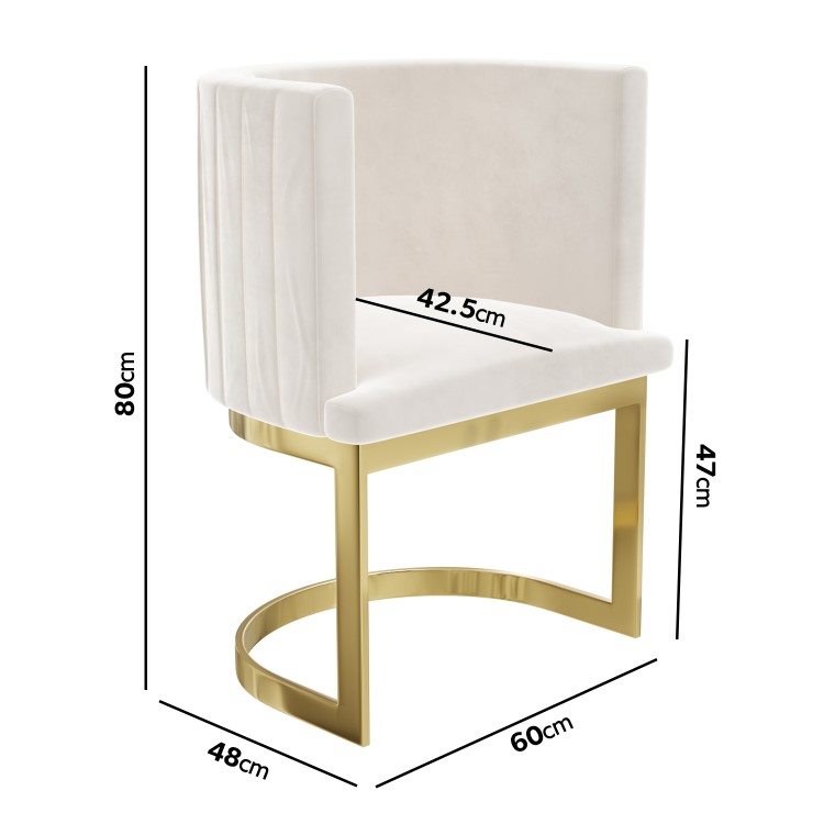 Light Grey Velvet Cantilever Dressing Table Chair with Gold Legs - Zelena