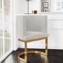 Light Grey Velvet Cantilever Dressing Table Chair with Gold Legs - Zelena