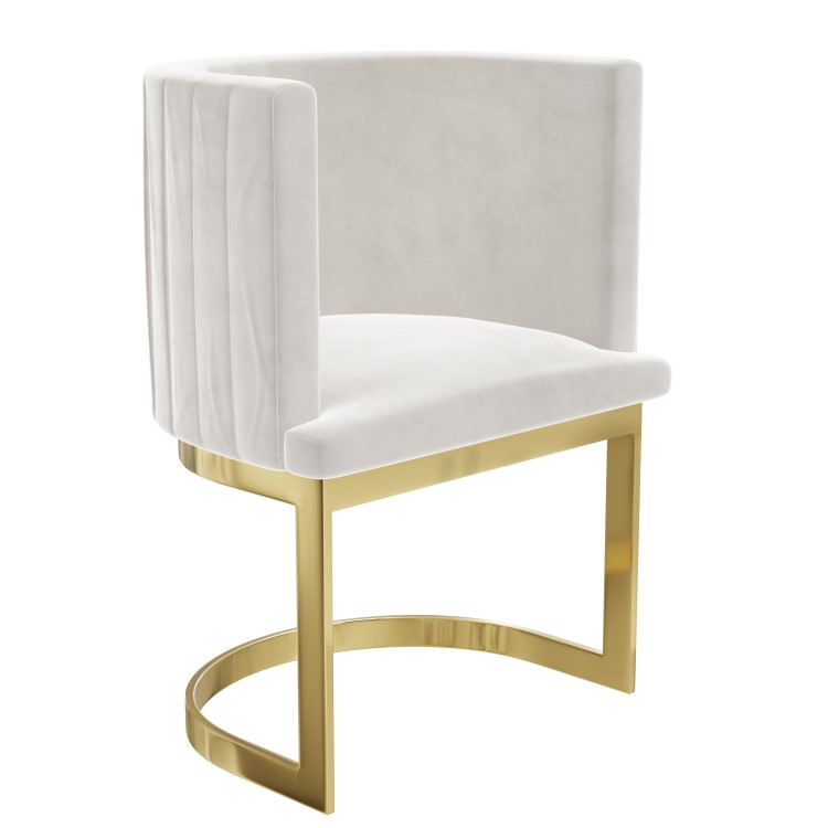 Light Grey Velvet Cantilever Dressing Table Chair with Gold Legs - Zelena