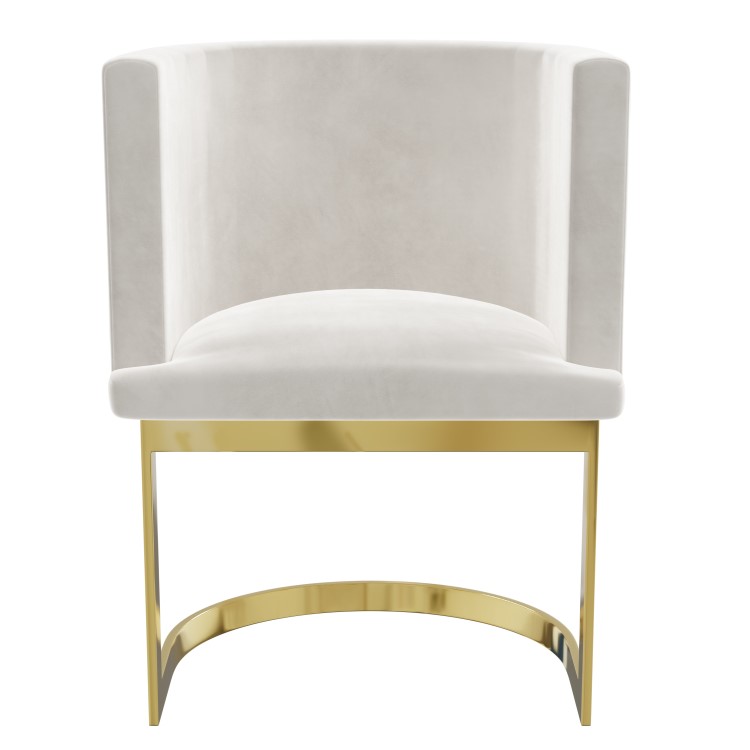 Light Grey Velvet Cantilever Dressing Table Chair with Gold Legs - Zelena