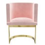 Pink Velvet Cantilever Dressing Table Chair with Gold Legs - Zelena