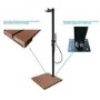 Black Thermostatic Mixer Outdoor 2 Outlets Shower Set with Wood Effect Base  - Zen