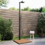 Black Thermostatic Mixer Outdoor 2 Outlets Shower Set with Wood Effect Base  - Zen