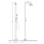 Black Thermostatic Mixer Outdoor 2 Outlets Shower Set with Wood Effect Base  - Zen