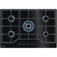Zanussi Series 60 75cm 5 Burner Gas on Glass Hob - Black