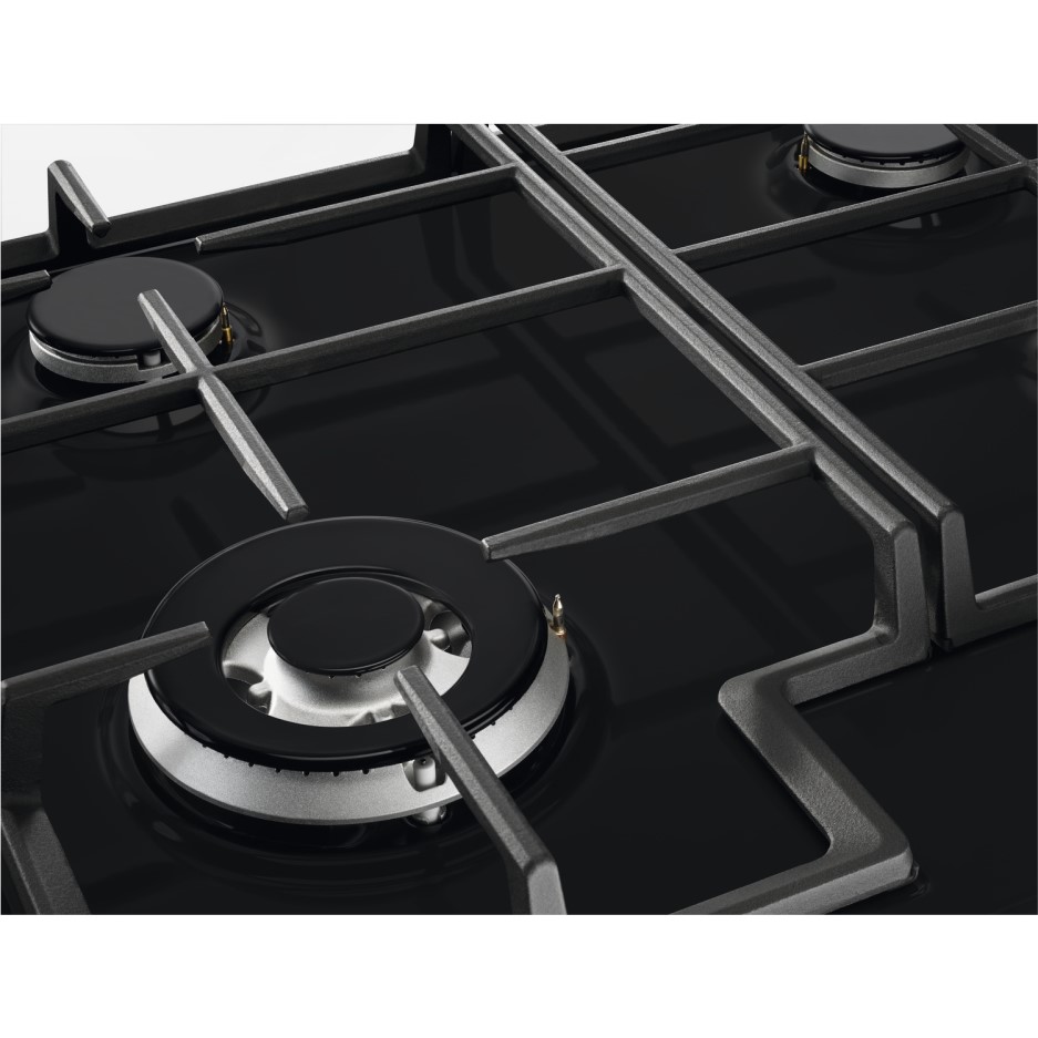 Zanussi ZGH66424BB 60cm Four Burner Gas Hob With Cast Iron Pan Stands