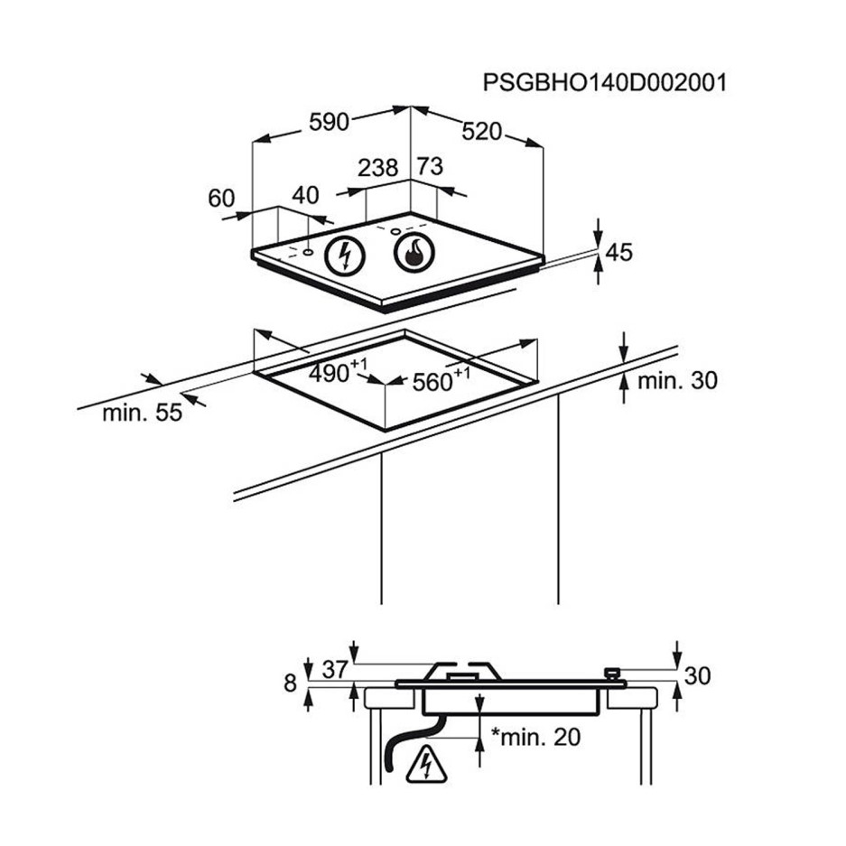 Zanussi ZGH66424XX 60cm Four Burner Gas Hob With Cast Iron Pan Stands
