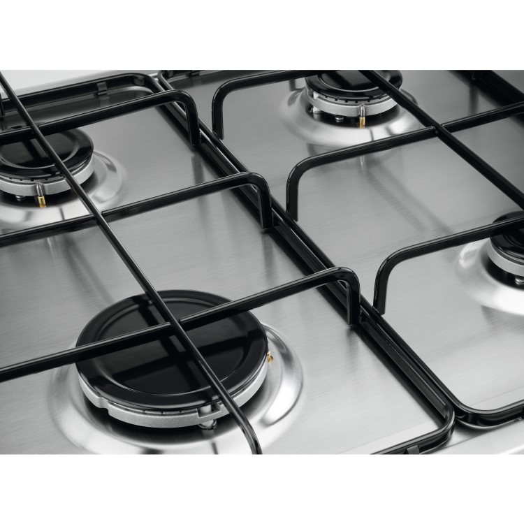 Zanussi ZGH75524XX 75cm Five Burner Gas Hob With Enamel Pan Stands - Stainless Steel