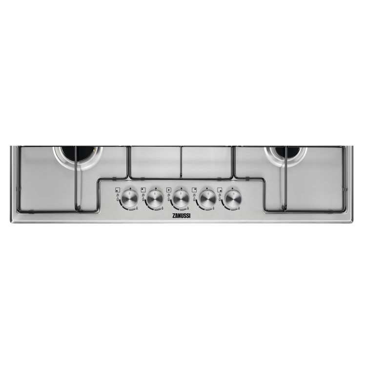 Zanussi ZGH75524XX 75cm Five Burner Gas Hob With Enamel Pan Stands - Stainless Steel