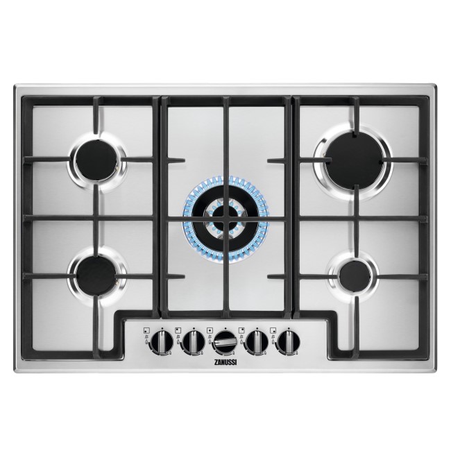 Refurbished Zanussi Series 40 ZGNN755X 75cm 5 Burner Gas Hob Stainless Steel