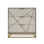 Zhara 3 Drawer Chest of Drawers in Grey with Gold Painted Wooden Trim