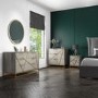 Zhara 3 Drawer Chest of Drawers in Grey with Gold Painted Wooden Trim
