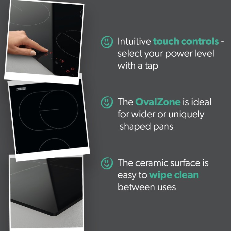 Zanussi 60cm 4 Zone Ceramic Hob with OvalZone