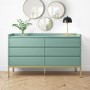 Wide Sage Green Modern Chest of 6 Drawers with Legs - Zion