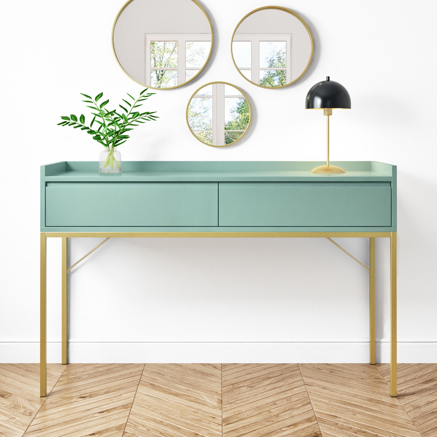 Sage Green Modern Dressing Table with 2 Drawers - Zion - Page 1 - - BuyItDirect.ie Sage Green Modern Dressing Table with 2 Drawers - Zion - Page 1 - - BuyItDirect.ie