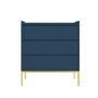 Navy Blue Modern Chest of 3 Drawers with Legs - Zion