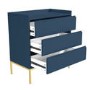 Navy Blue Modern Chest of 3 Drawers with Legs - Zion