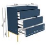 Navy Blue Modern Chest of 3 Drawers with Legs - Zion