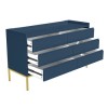 Wide Navy Blue Modern Chest of 6 Drawers with Legs - Zion