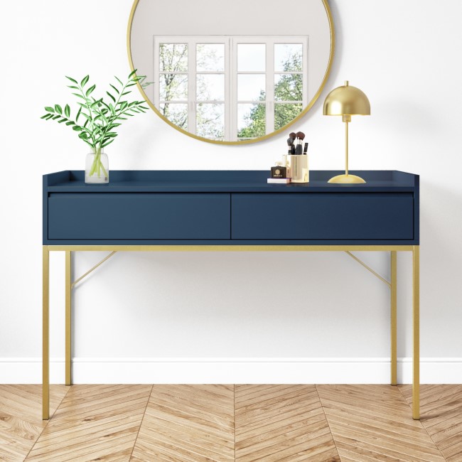 Navy Blue Modern Dressing Table with 2 Drawers - Zion