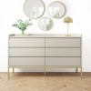 Wide Beige Modern Chest of 6 Drawers with Legs - Zion