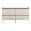 Wide Beige Modern Chest of 6 Drawers with Legs - Zion