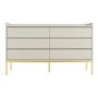 Wide Grey Modern Chest of 6 Drawers - Zion
