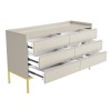 Wide Beige Modern Chest of 6 Drawers with Legs - Zion