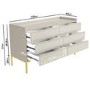 Wide Grey Modern Chest of 6 Drawers - Zion
