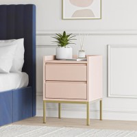 Pink Modern 2 Drawer Bedside Table with Legs - Zion Pink Modern 2 Drawer Bedside Table with Legs - Zion