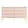 Wide Pink Modern Chest of 6 Drawers with Legs - Zion