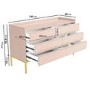 Wide Pink Modern Chest of 6 Drawers with Legs - Zion