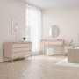 Wide Pink Modern Chest of 6 Drawers with Legs - Zion
