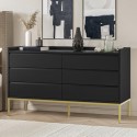 ZIN017 Wide Black Modern Chest of 6 Drawers with Legs - Zion