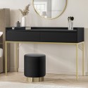 ZIN018 Black Dressing Table with 2 Drawers and Gold Legs - Zion