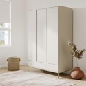 ZIN019 Modern Grey 3 Door Triple Wardrobe with Drawers and Shelves - Zion