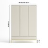 Modern Beige 3 Door Triple Wardrobe with Drawers and Shelves - Zion