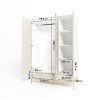 Modern Beige 3 Door Triple Wardrobe with Drawers and Shelves - Zion