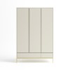 Modern Beige 3 Door Triple Wardrobe with Drawers and Shelves - Zion