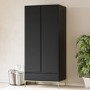 Modern Black 2 Door Double Wardrobe with Drawer - Zion
