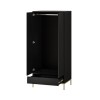 Modern Black 2 Door Double Wardrobe with Drawer - Zion