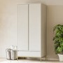 Modern Taupe 2 Door Double Wardrobe with Drawer - Zion