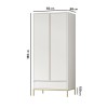 Modern Beige 2 Door Double Wardrobe with Drawer - Zion