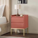 ZIN022 Red Modern 2 Drawer Bedside Table with Legs - Zion