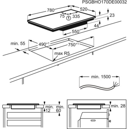 Refurbished Zanussi Series 20 ZITN844K 78cm 4 Zone Induction Hob