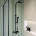 A1/ZMBEXPSWS ONLY OPENED - Black Square Thermostatic Bar Bath Mixer Shower Set with Slide Rail Kit & Hand Shower - Zana