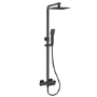 Black Square Thermostatic Bar Bath Mixer Shower Set with Bath Filler Spout  Slide Rail Kit & Hand Shower - Zana