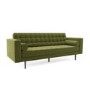 Olive Green Velvet Mid Century Sofa - Seats 3 - Zane