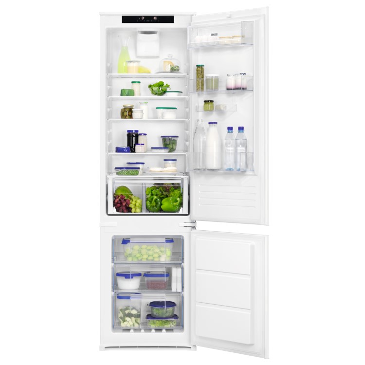 Refurbished Zanussi SpaceFlex ZNTN19ES1 Integrated 273 Litre 70/30 Frost Free Fridge Freezer White