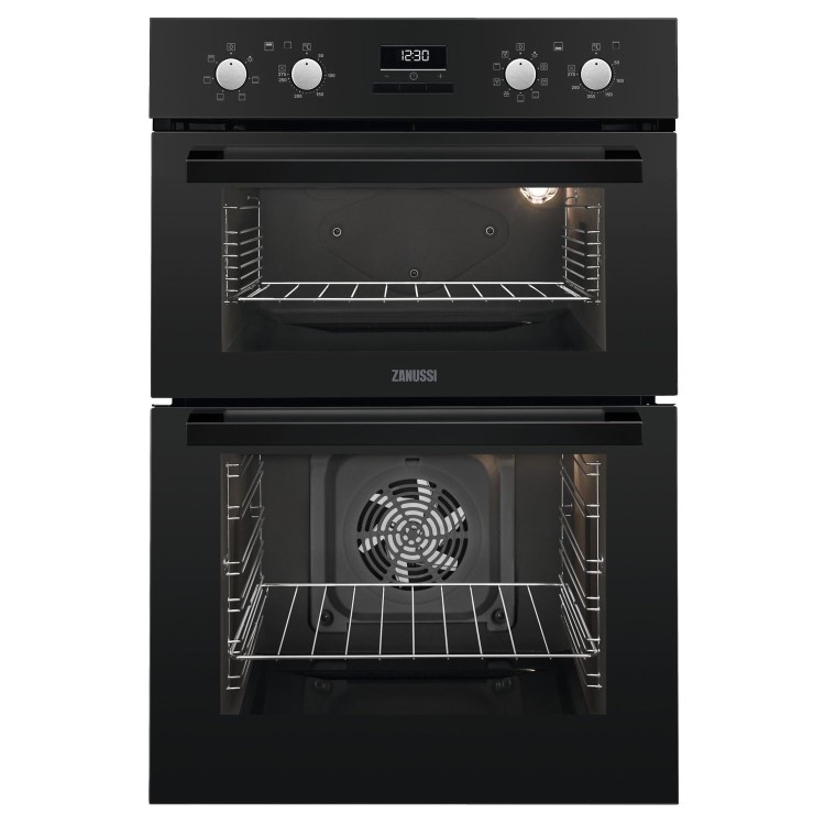 Refurbished Zanussi ZOD35802BK 60cm Double Built In Electric Oven With Catalytic Liners Black